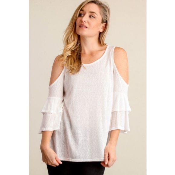 Ivory Cold Shoulder Top - Picture 3 of 5
